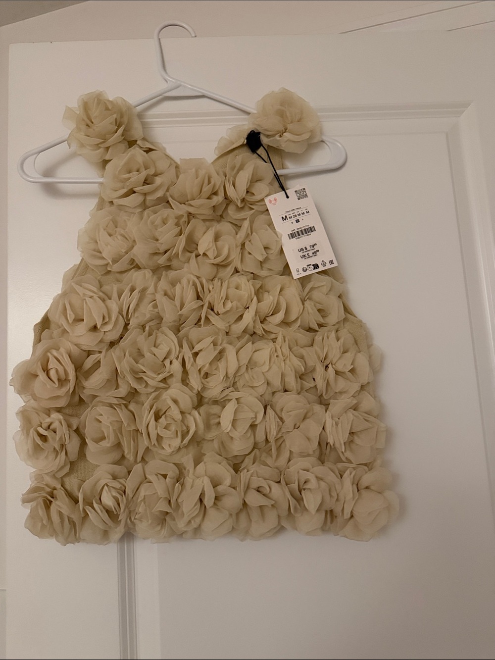 Zara Cream Floral Rosette Tank Top